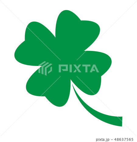 Shamrock - green four leaf clover icon. Good luck theme design element. Simple geometrical shape 48637565