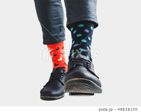Businessman, trendy shoes, bright, colored socks 48638150