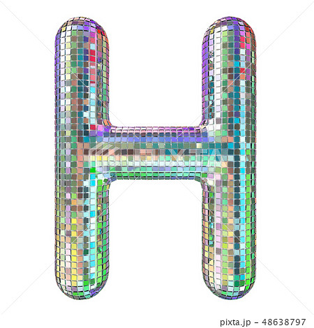 Disco font, letter H from glitter mirror facets. 48638797
