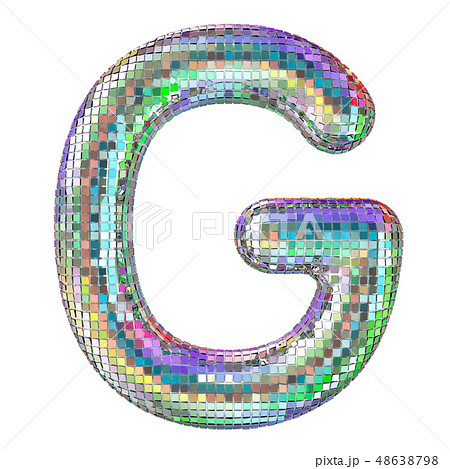 Disco font, letter G from glitter mirror facets. 48638798
