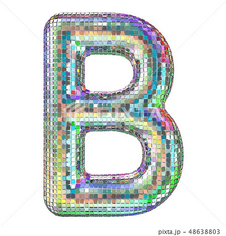 Disco font, letter B from glitter mirror facets. 48638803