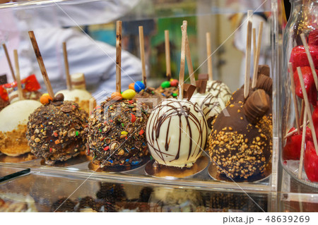 Chocolate covered Apples at the Christmas Fair 48639269