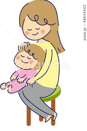 親子　座る 48639402