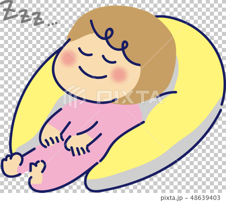 赤ちゃん 授乳クッション 眠るのイラスト素材