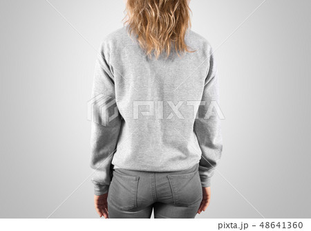 Blank sweatshirt mock up back side view, isolated, clipping path. 48641360