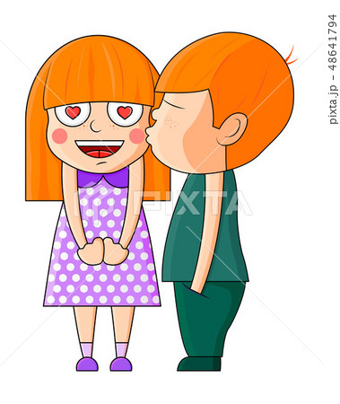 Boy kissing girl. Valentine vector illustration. Boy kissing girl. Valentine vector illustration. 48641794