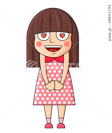 Cute cartoon girl with love in eyes. Vector illustration Cute cartoon girl with love in eyes. Vector illustration 48641795