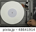Vintage vinyl turntable with vinyl plate. Listen to music. Top view. 48641914