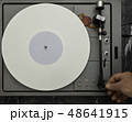 Vintage vinyl turntable with vinyl plate. Listen to music. Top view. 48641915