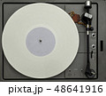 Vintage vinyl turntable with vinyl plate. Listen to music. Top view. 48641916
