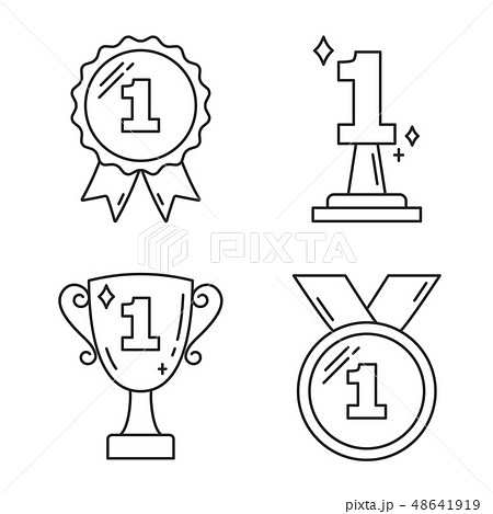 First Place Award Line Icons 48641919