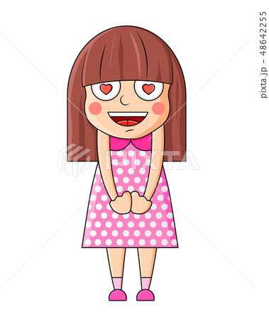 Cute cartoon girl with love in eyes 48642255