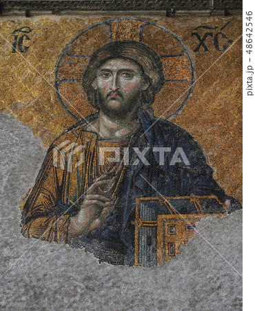 Mosaic of Jesus Christ in church of Hagia Sofia 48642546