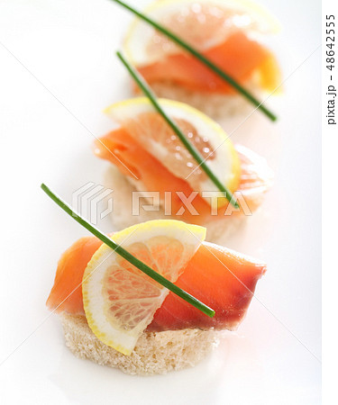 Extreme close-up of smoked salmon Extreme close-up of smoked salmon 48642555
