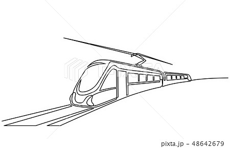 Continuous one line drawing Modern passenger train 48642679