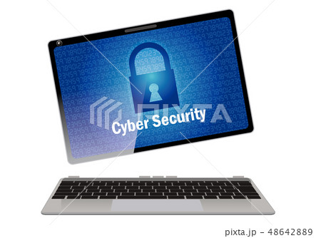 サイバーセキュリティのイメージのノートパソコン・タブレットのイラスト|ベクターデータ サイバーセキュリティのイメージのノートパソコン・タブレットのイラスト|ベクターデータ 48642889
