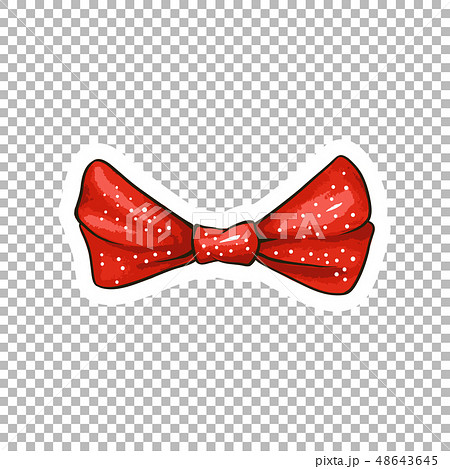 Red bow hand drawn illustration on transparent background 48643645