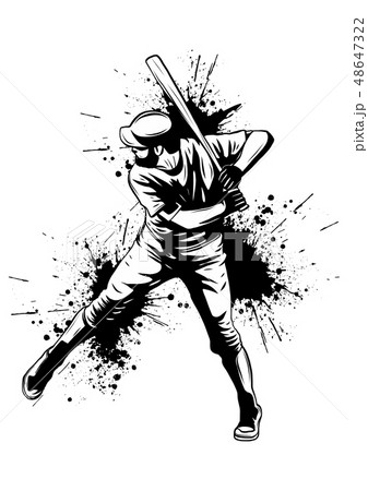 Baseball Player Hitter Swinging With Bat Abstract Isolated Vector