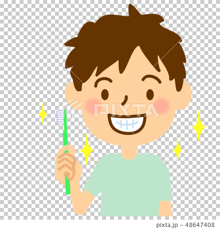 歯磨き男の子キラキラ上半身 48647408
