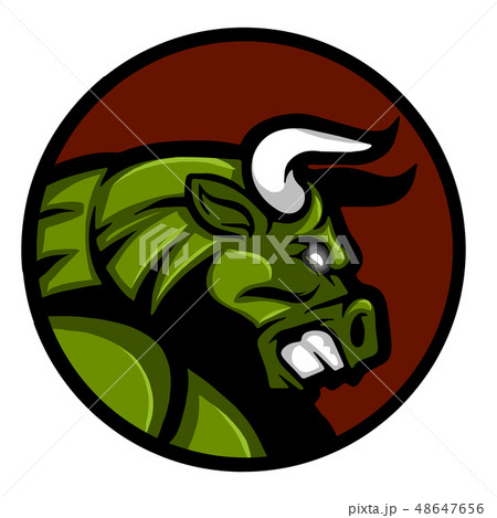face of an angry and threatening bull 48647656