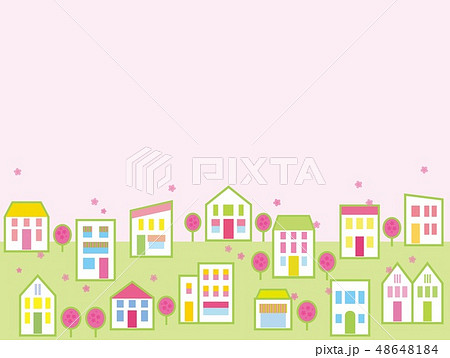 街並み　桜 48648184