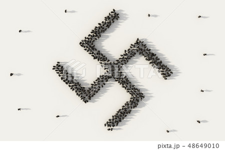 Large group of people forming Nazi symbol in 48649010