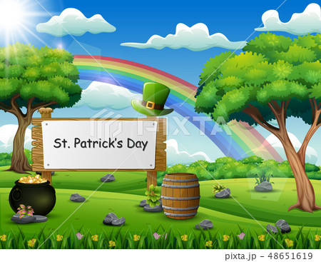 St Patrick's Day a wooden shield with handwritten 48651619