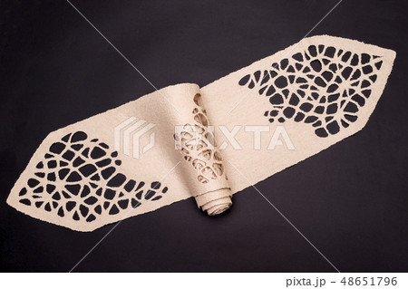 Female scarf of felted wool on black background 48651796