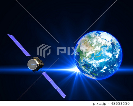 人工衛星　地球　日本　GPS　通信ネットワーク 48653550