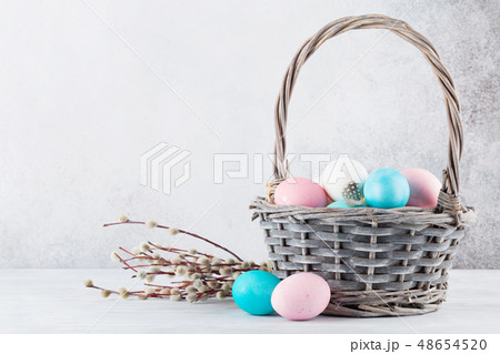 Easter eggs in basket 48654520