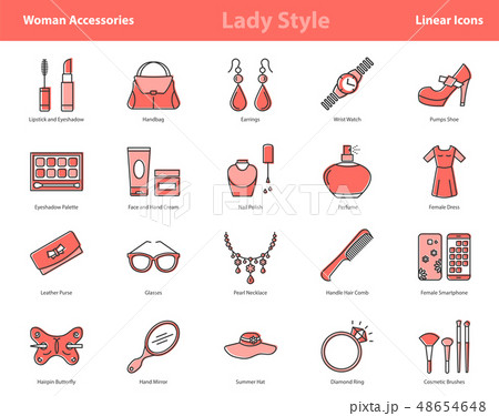 Woman Accessories Color Icons Set 48654648