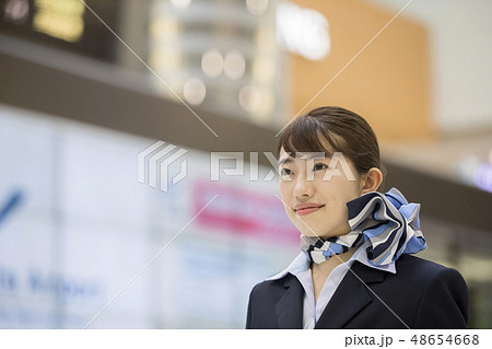 空港内を歩くCA　キャビンアテンダント 48654668