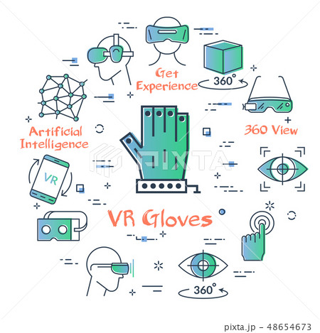 Vector virtual reality concept - VR gloves 48654673
