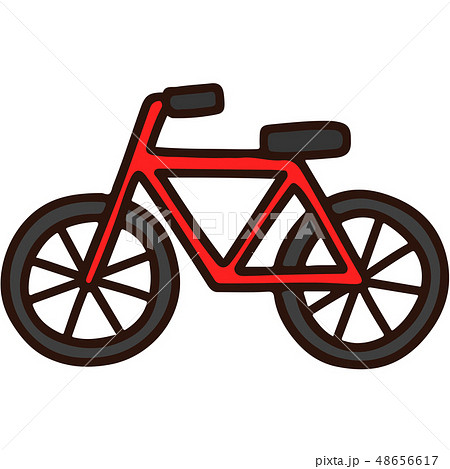 シンプルで可愛い赤いマウンテンバイクのイラスト 主線ありのイラスト素材