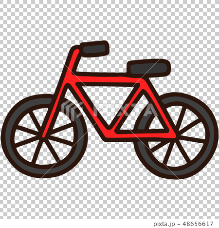 シンプルで可愛い赤いマウンテンバイクのイラスト 主線ありのイラスト素材