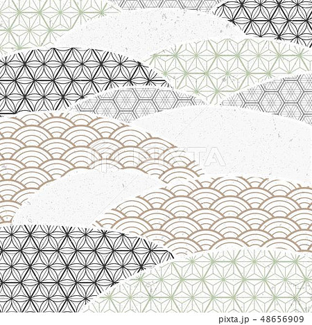 Japanese pattern background. Circle and curve 48656909
