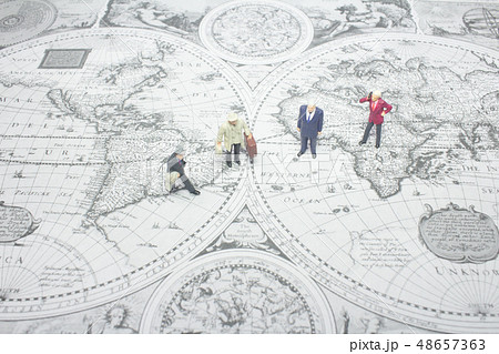 business figure leader man standing on map 48657363