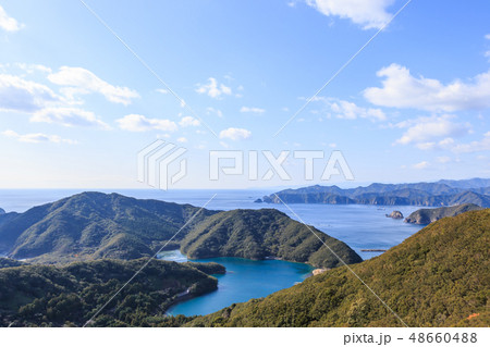 ハートの入り江が見える見江島展望台　三重県南伊勢町 48660488
