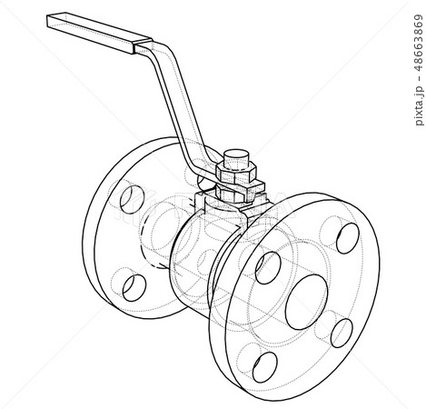 Industrial valve outline. Vector rendering of 3d 48663869