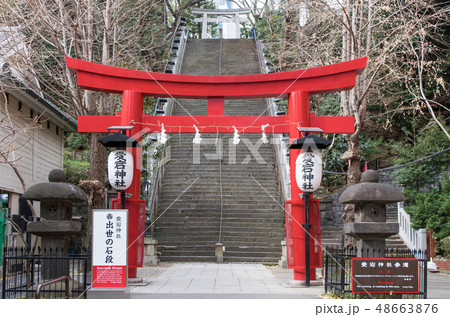 東京都　港区　愛宕神社（あたごじんじゃ）　大鳥居と出世の石段 48663876