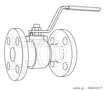 Industrial valve outline. Vector rendering of 3d Industrial valve outline. Vector rendering of 3d 48663877