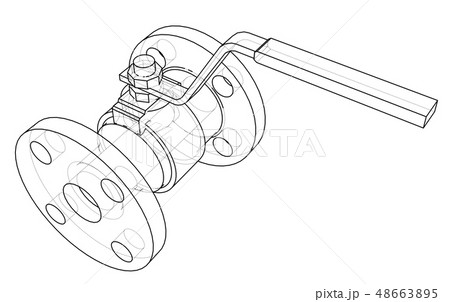 Industrial valve outline. Vector rendering of 3d Industrial valve outline. Vector rendering of 3d 48663895