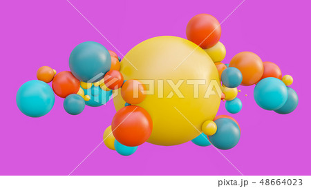 Flying spheres in motion isolated on pink background Flying spheres in motion isolated on pink background 48664023