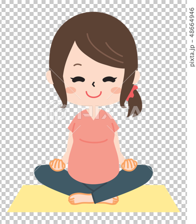 マタニティヨガをする妊婦さん 48664946