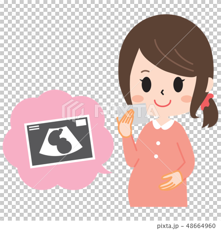 エコー写真を持つ妊婦さん 48664960