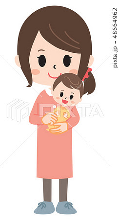 子供を抱っこするお母さんのイラスト素材