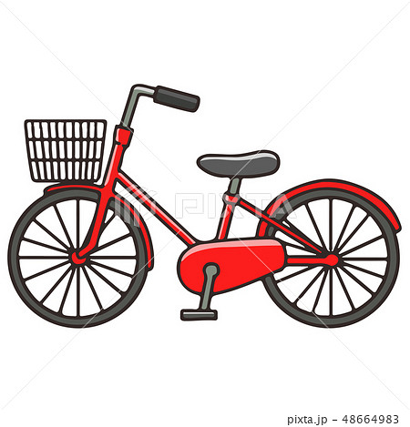シンプルな赤い自転車のイラスト 主線ありのイラスト素材 48664983 Pixta