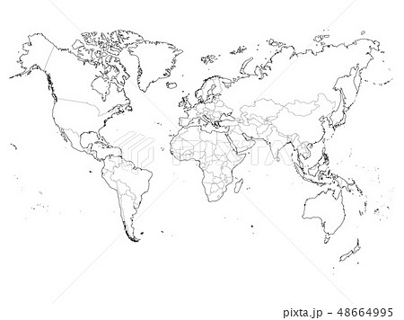 Blank outline map of World. Vector illustration 48664995
