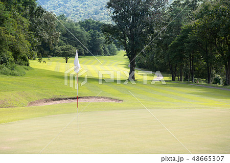 A beautiful golf course in the sunny day 48665307