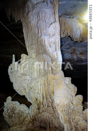 Stalactite and stalagmite in Crocodile Cave on Koh Stalactite and stalagmite in Crocodile Cave on Koh 48665851